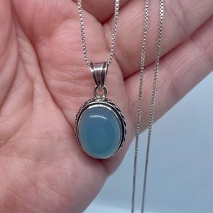 Sterling Silver Green Onyx Necklace